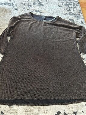 Simply Emma Brown Metallic Knit Boatneck Top